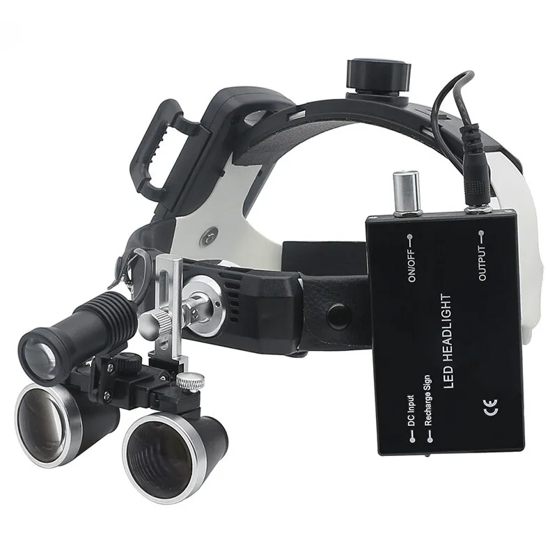 Loupes Helmet Binocular Magnifier Adjustable 3,5x LED لوب